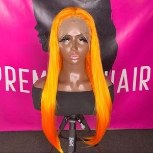 32inch Vibrant Orange 13x2.5inch Lace Front Synthetic Hair Wig with "Baby Hairs"
